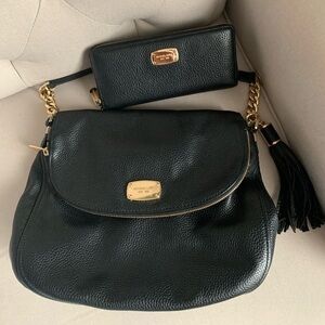 Michael Kors Black Leather Shoulder Purse